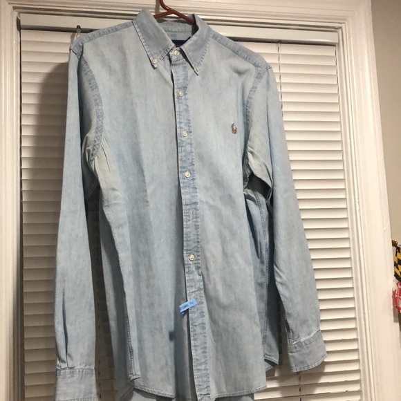 Ralph Lauren chambray Oxford shirt, gently worn and dry cleaned - Picture 2 of 4